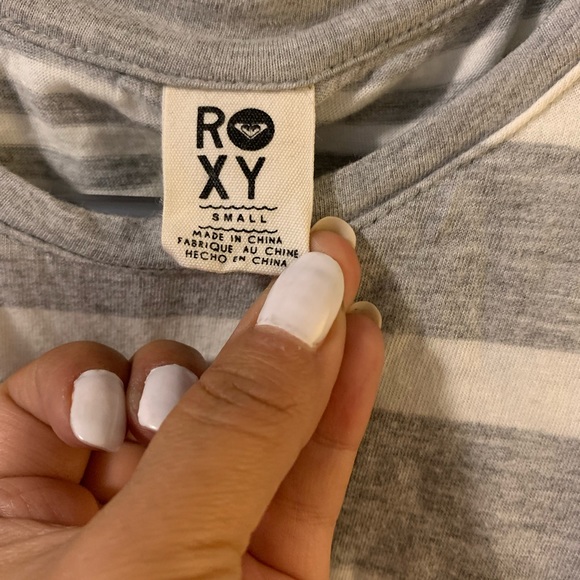 Roxy grey and white stripped summer dress - S - Picture 2 of 3